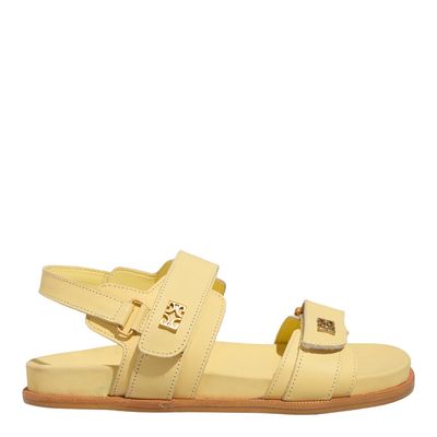 Sandália Papete Couro Amarela
