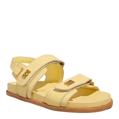 Sandália Papete Couro Amarela