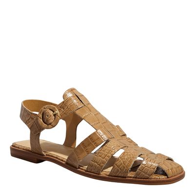 Rasteira Fisherman Croco Bege