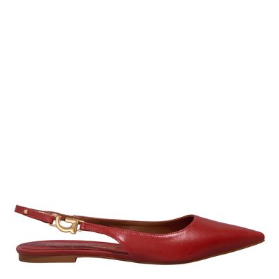 Sapatilha Slingback Couro Torino Bico Fino Vermelho