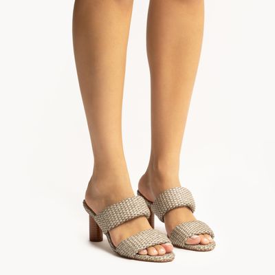 Mule Tramado Salto Grosso Cinza