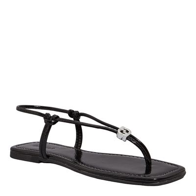 Rasteira Verniz Molhado Preto