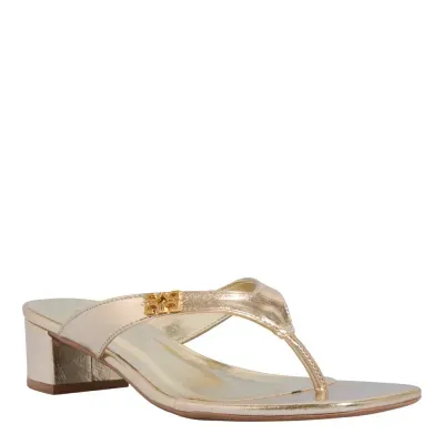 Mule Thong Metalizado Dourado Salto Bloco