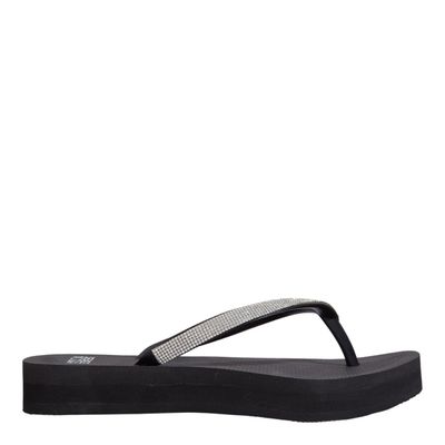 Chinelo Flatform Borracha Preto Brilho