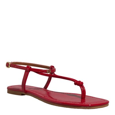 Rasteira Verniz Tira Nó Vermelho