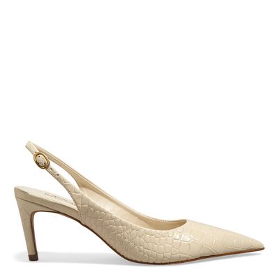 Scarpin Slingback Croco Off White