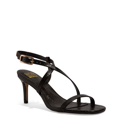 Sandália Bico Quadrado Verniz Salto Fino Preta