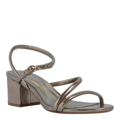 Sandália Metalizada Salto Bloco Grafite