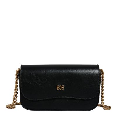 Bolsa Pequena Napa Serena Preta  Alça Transversal