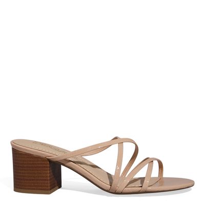Mule Verniz Glossy Bege Salto Bloco