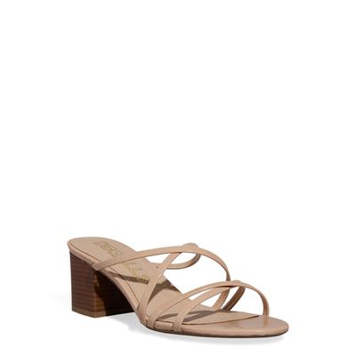 Mule Verniz Glossy Bege Salto Bloco