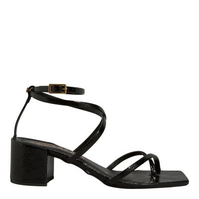 Sandália Verniz Preta Salto Bloco