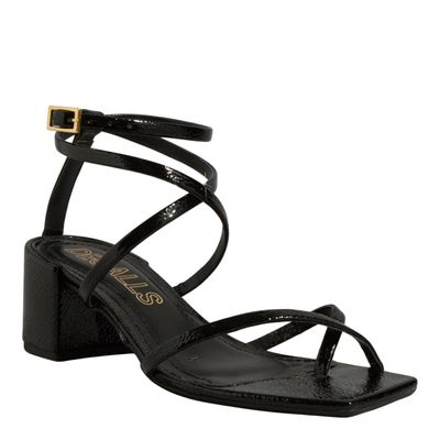 Sandália Verniz Preta Salto Bloco