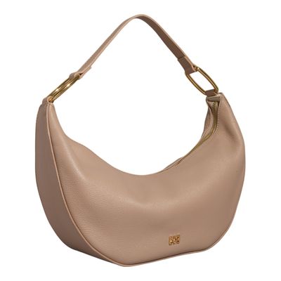 Bolsa Meia Lua Floater Bege Alça De Ombro
