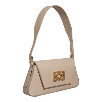 Bolsa Média Satchel Couro Torino Off White Alça De Ombro