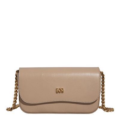 Bolsa Pequena Napa Serena Bege  Alça Transversal