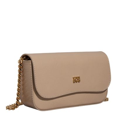 Bolsa Pequena Napa Serena Bege  Alça Transversal