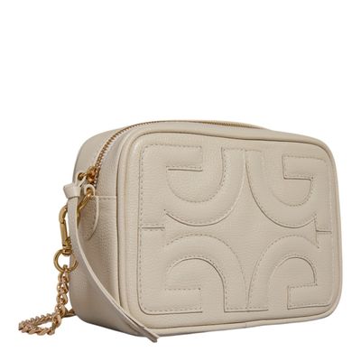 Bolsa Pequena Couro Crystal Off White Alça Transversal