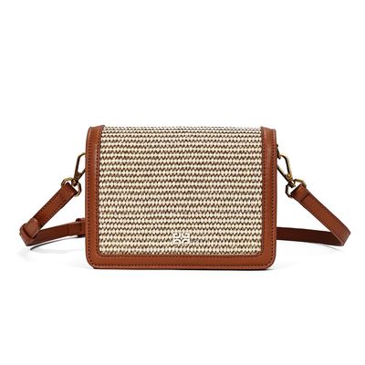 Bolsa Tiracolo Pequena Ráfia Bege