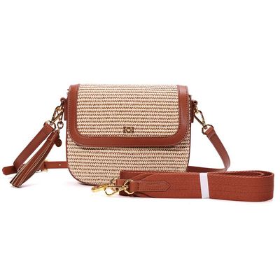 Bolsa Tiracolo Pequena Palha Bege