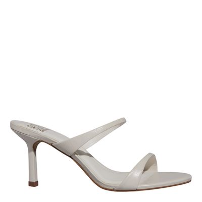 Mule Couro Pelica Off White Salto Alto Fino
