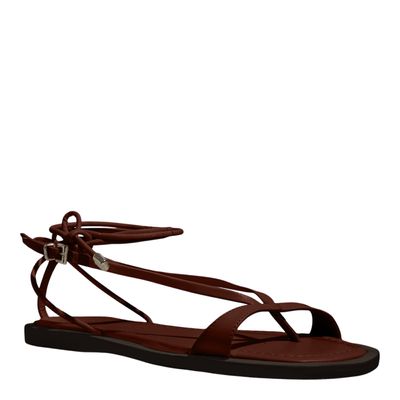 Rasteira Amarração Couro Torino Marrom