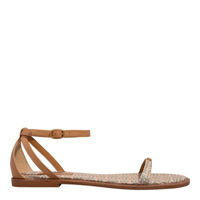 Rasteira Ráfia Colorida Bico Redondo