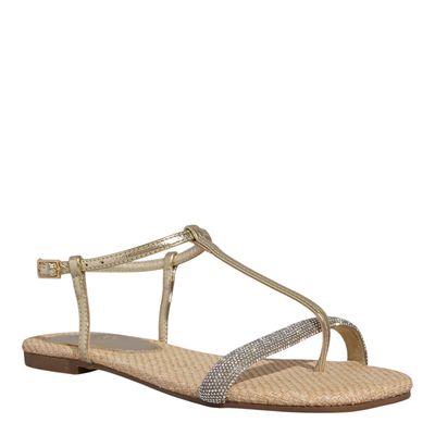 Rasteira Floater Dourada Metalizada Brilho Strass