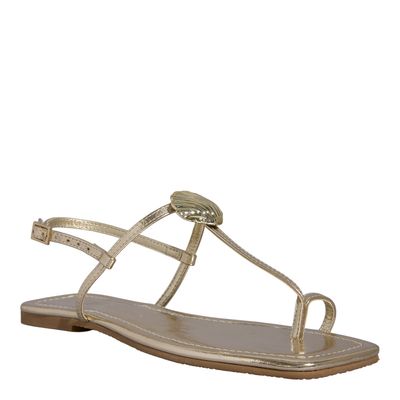 Rasteira Concha Reflexo Metalizada Dourada Ligth Bico Quadrado