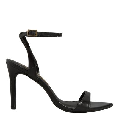 Sandalia Couro Torino Preta Bico Folha Salto Alto