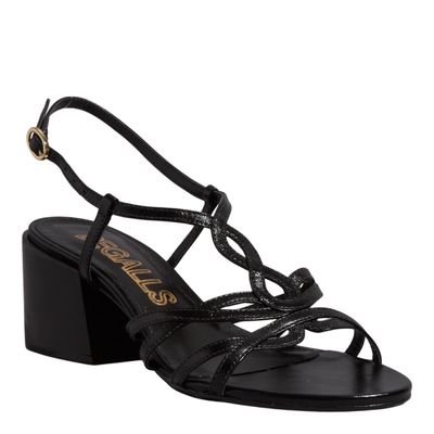 Sandália Couro Vegetal Salto Bloco Preto