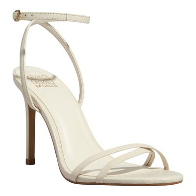 Sandalia Couro Pelica Off White Bico Fino Salto Alto