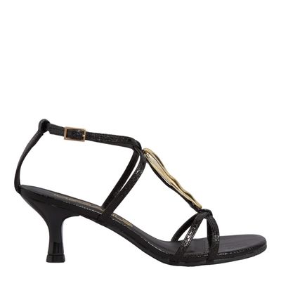 Sandália Cristal Preto Salto Fino