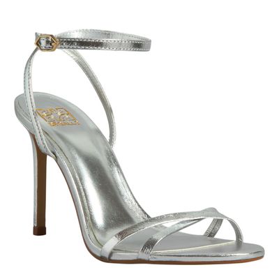 Sandalia Napa Serena Metalizada Prata Salto Alto Fino