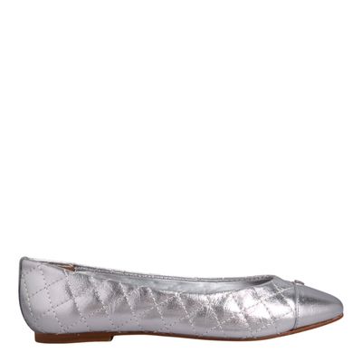 Sapatilha Napa Serena Metalizada Prata Bico Redondo
