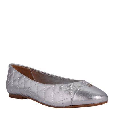 Sapatilha Napa Serena Metalizada Prata Bico Redondo