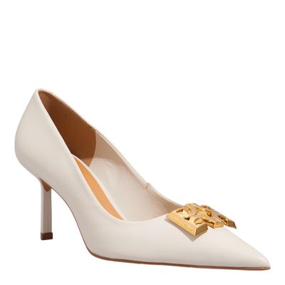 Scarpin Couro Pelica Off White Monograma Bico Fino