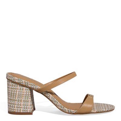 Mule Couro Soft Vegetal Caramelo Salto Bloco