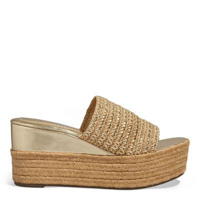 Tamanco Espadrille Tramado Metalizado Dourado