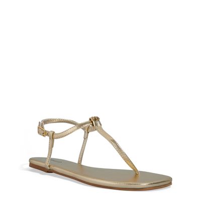 Rasteira Floater Bico Quadrado Dourado Metalizado