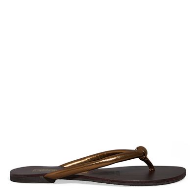 Rasteira Slim Bronze Metalizado Nó