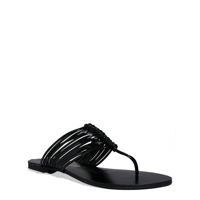 Rasteira Metalizada Preta Tiras Finas