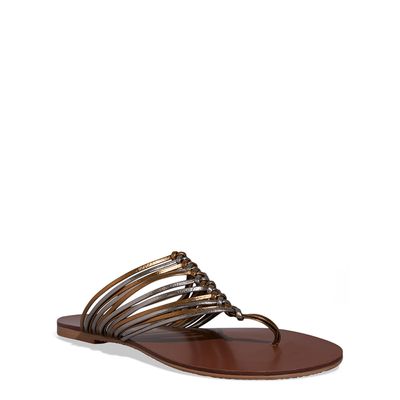 Rasteira Metalizada Bronze Tiras Finas