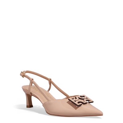 Scarpin Verniz Rosê Bico Fino Monograma