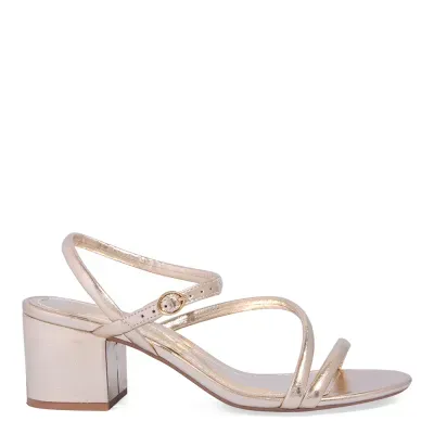 Sandália Metalizada Salto Bloco Dourado