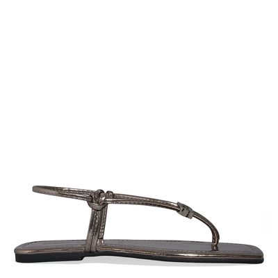 Rasteira Grafite Metalizada Bico Quadrado Seta