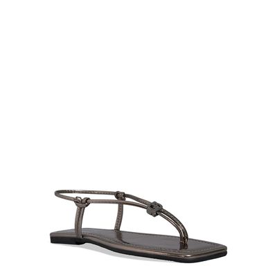 Rasteira Grafite Metalizada Bico Quadrado Seta