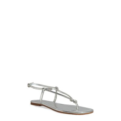 Rasteira Metalizada Tira Nó Prata