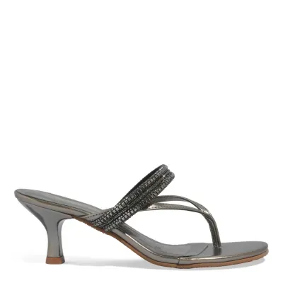 Mule Thong Metalizado Grafite Brilho