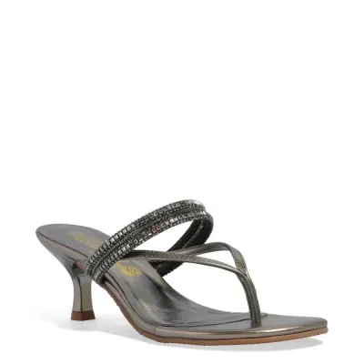 Mule Thong Metalizado Grafite Brilho